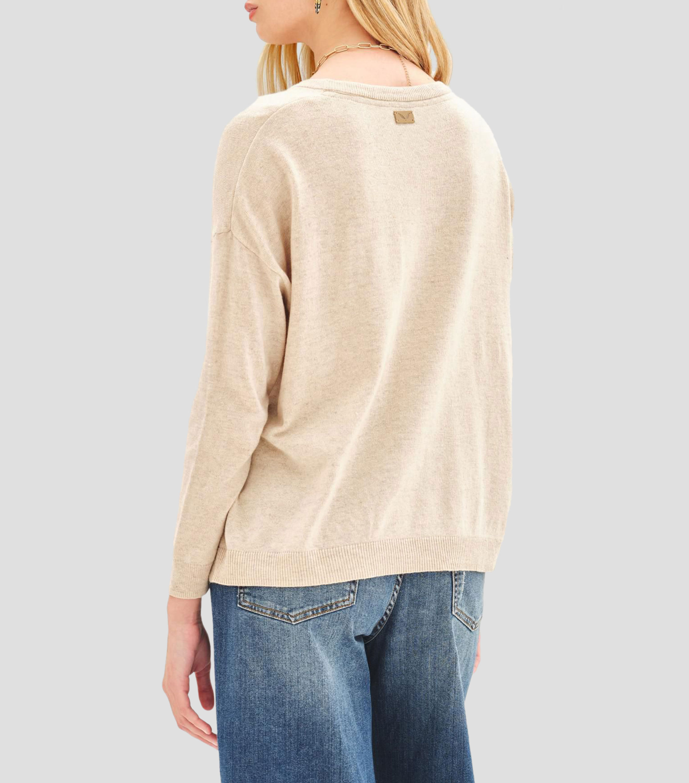 Suéter cuello redondo jaspeado Mujer